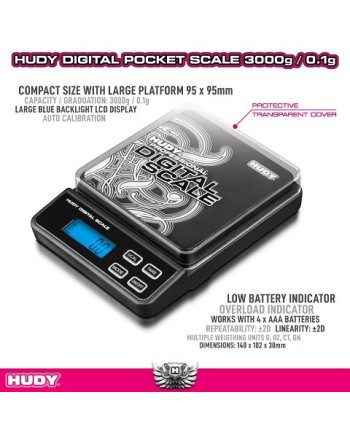 HUDY PROFESSIONAL DIGITAL POCKET SCALE 3000G/0.1G