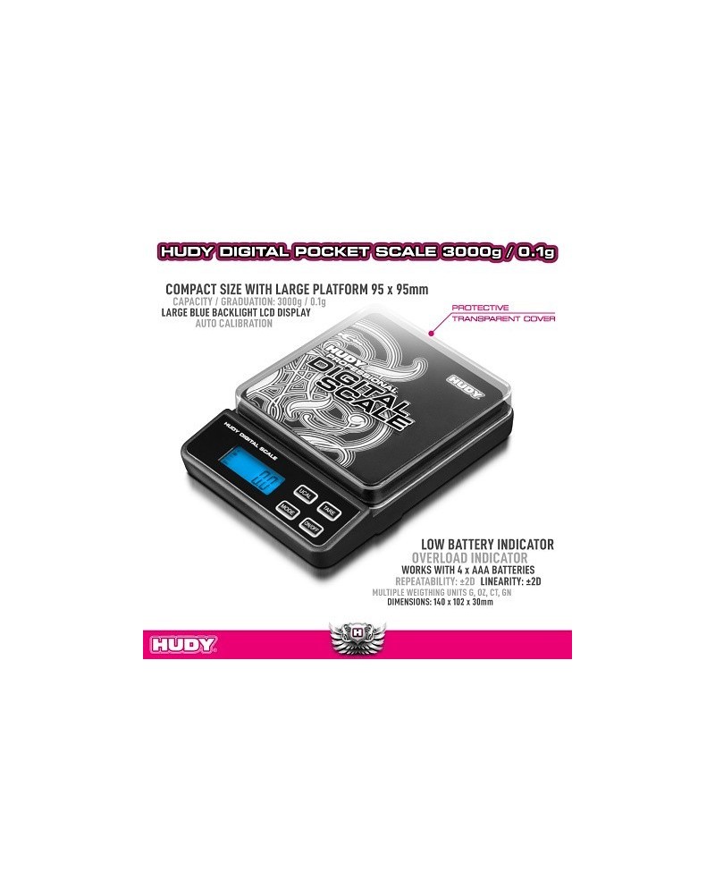 HUDY PROFESSIONAL DIGITAL POCKET SCALE 3000G/0.1G