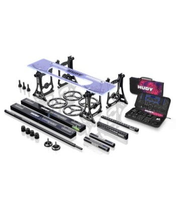 SET COMPLETO MESA DE REGLAJES SET UP HUDY  + MALETA DE TRANSPORTE -  1/10 TOURING CARS