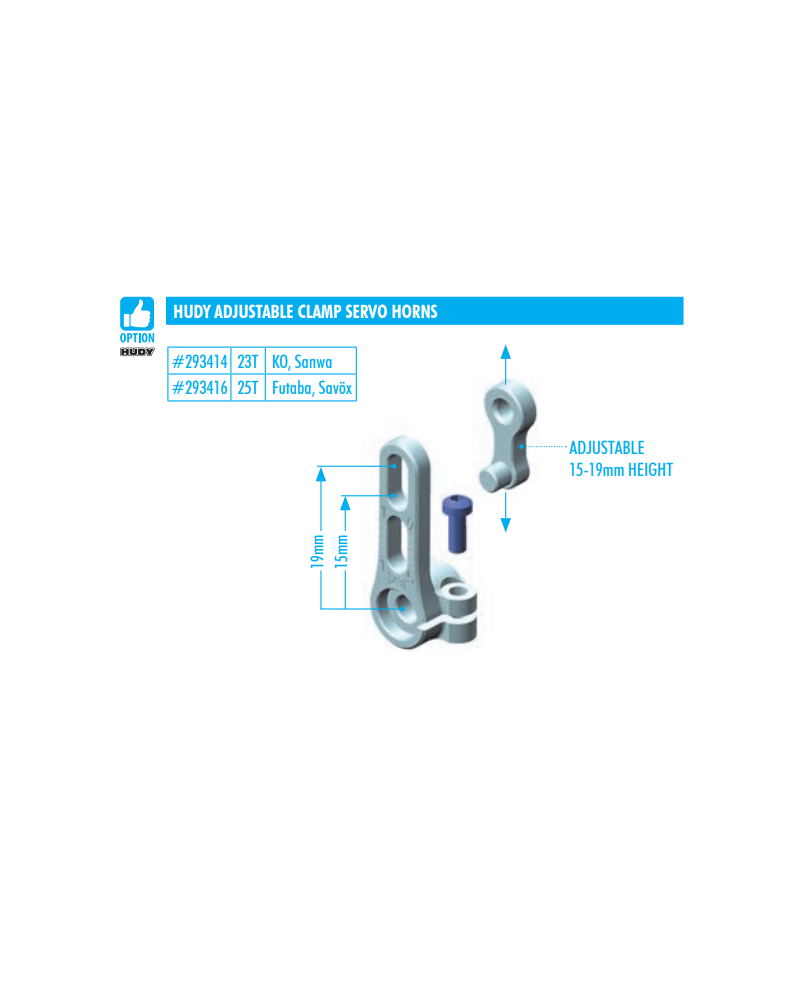 BRAZO DE SERVO DE DIRECCIÃN DE ALUMINIO AJUSTABLE CON ABRAZADERA - FUTABA, SAVÃX - 25T