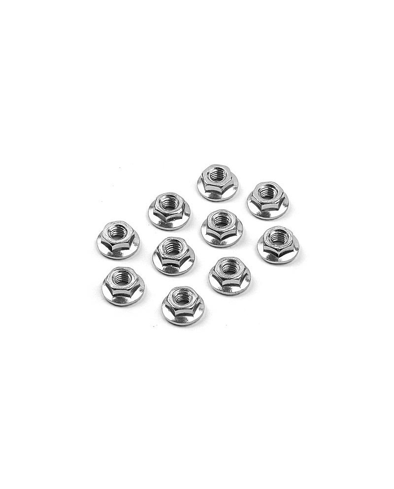 TUERCA DE ALUMINIO DENTADA  M4   (10)