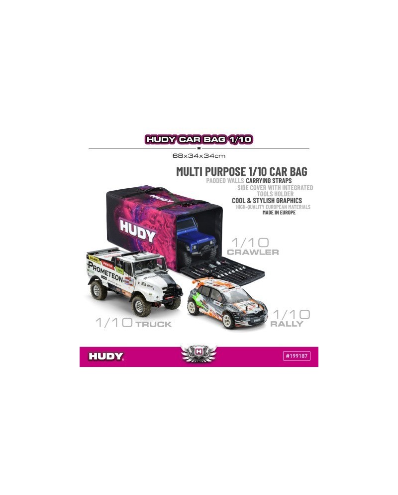 MALETA RIGIDA HUDY - 540x305x175MM - 1/8 ON-ROAD CAR