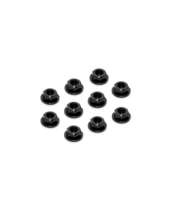 TUERCA DE ALUMINIO DENTADA M4  - NEGRA (10)