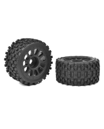 RUEDAS 1/8 BUGGY - SCORPION XTB - TRASEROS ANCHOS - PEGADOS EN LLANTAS NEGRAS - OFFSET 2WD - 1 PAR