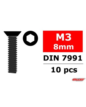 TORNILLO HEXAGONAL CABEZA AVELLANADA M3 x 8mm - 10 PCS