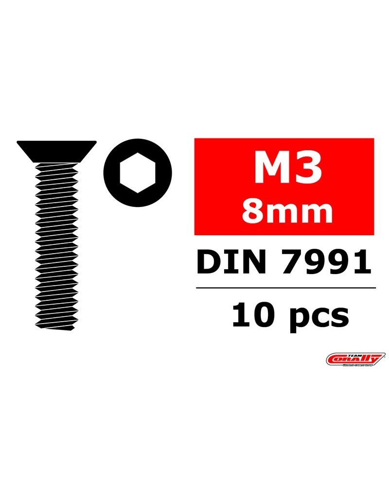 TORNILLO HEXAGONAL CABEZA AVELLANADA M3 x 8mm - 10 PCS