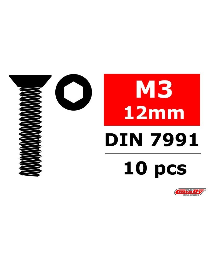 TORNILLO HEXAGONAL CABEZA AVELLANADA M3 x 12mm - 10 PCS