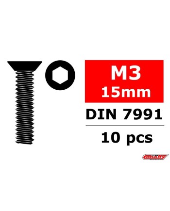 TORNILLO HEXAGONAL CABEZA AVELLANADA M3 x 15mm - 10 PCS