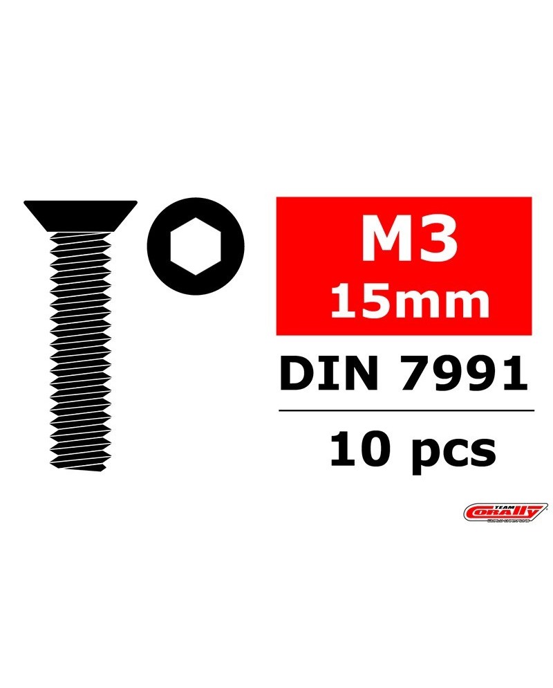 TORNILLO HEXAGONAL CABEZA AVELLANADA M3 x 15mm - 10 PCS