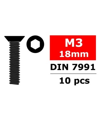 TORNILLO HEXAGONAL CABEZA AVELLANADA M3 x 18mm - 10 PCS