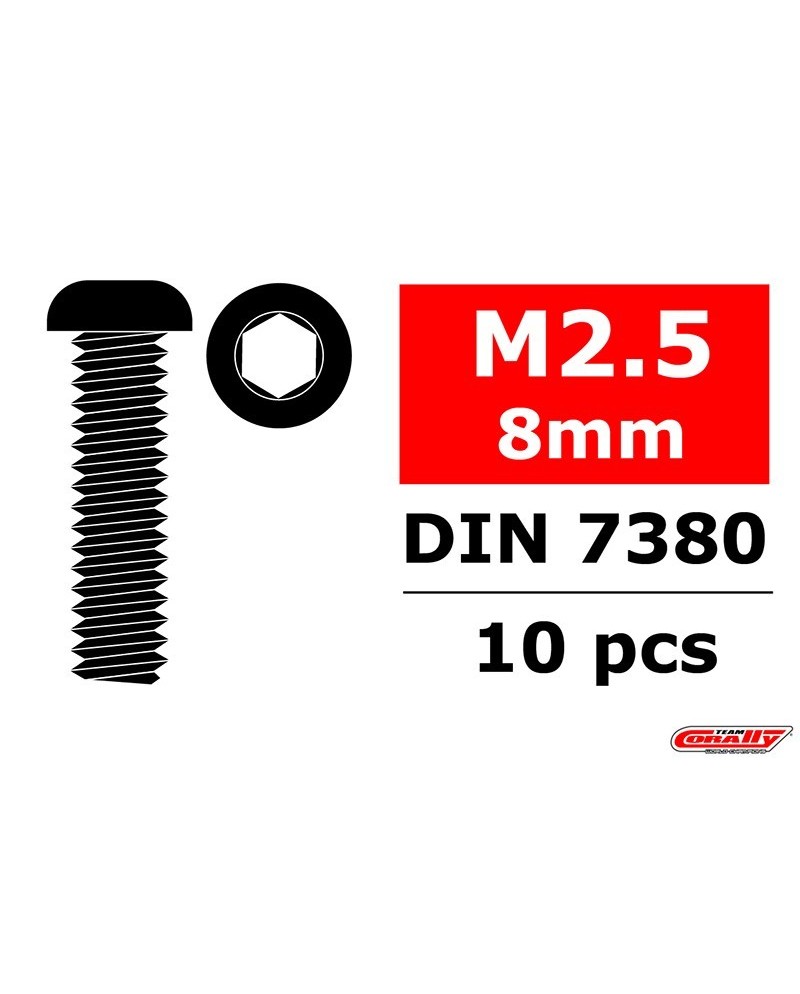 TORNILLO HEXAGONAL CABEZA DE BOTON M2.5 x 8mm - 10 PCS