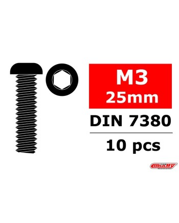 TORNILLO HEXAGONAL DE BOTON  - M3 x 25 - ACERO - 10 PCS