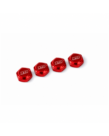 TUERCA RUEDA ALUMINIO 1/8 XTR CIEGA ROJA- ESTRIADA (4)