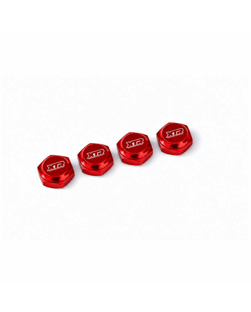 TUERCA RUEDA ALUMINIO 1/8 XTR CIEGA ROJA- ESTRIADA (4)