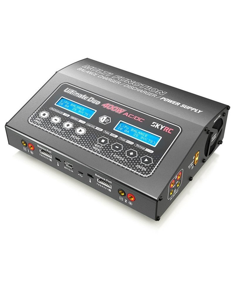 CARGADOR D400AC/DC LIPO 1-7S 20A 2X200W 240AC SKYRC