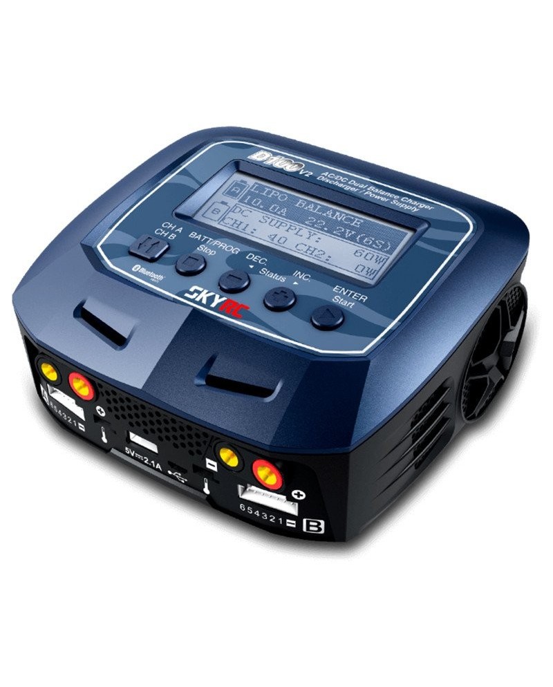 CARGADOR D100V2  LIPO1-6S 10A 2X100W 240V AC/12 VDC SKYRC