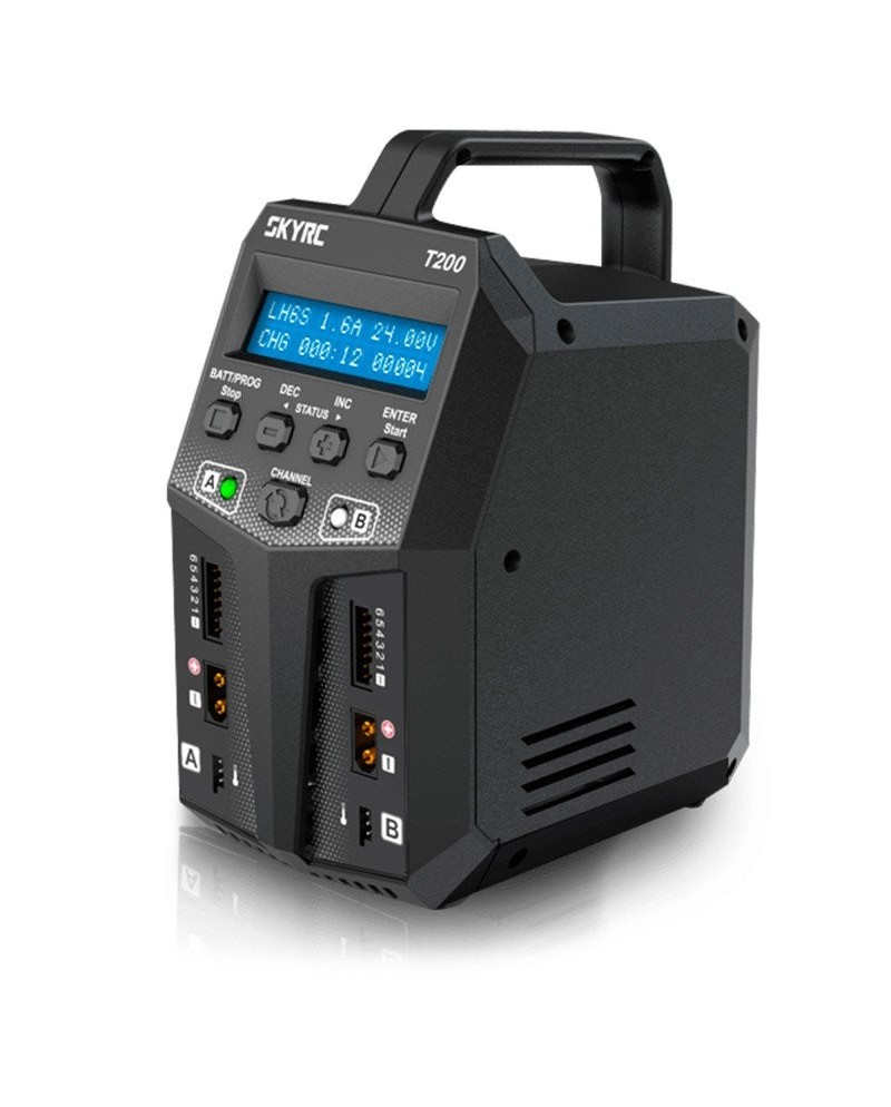 CARGADOR T200 DUO LIPO 1-6S 12A 2X100W 240V AC/12V DC SKYRC