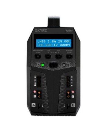 CARGADOR T200 DUO LIPO 1-6S 12A 2X100W 240V AC/12V DC SKYRC