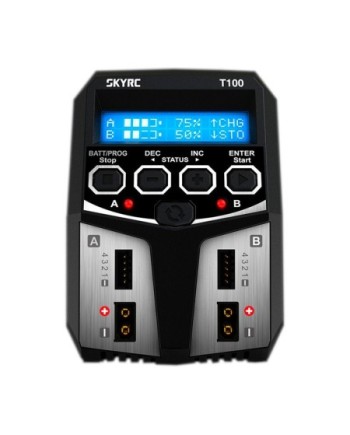 CARGADOR T100 DUO LIPO2-4S 0.1-5A 2X50W 240V AC SKYRC
