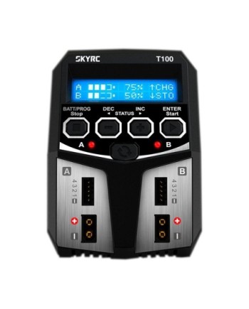CARGADOR T100 DUO LIPO2-4S 0.1-5A 2X50W 240V AC SKYRC