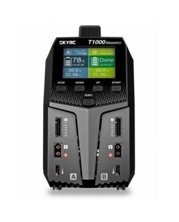 CARGADOR T1000 MAESTRO LIPO 1-6S 2X20A 1000W 240V AC SKYRC