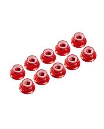 AUTOBLOCANTE ALU. M3 FLANGED ROJO (10u.)