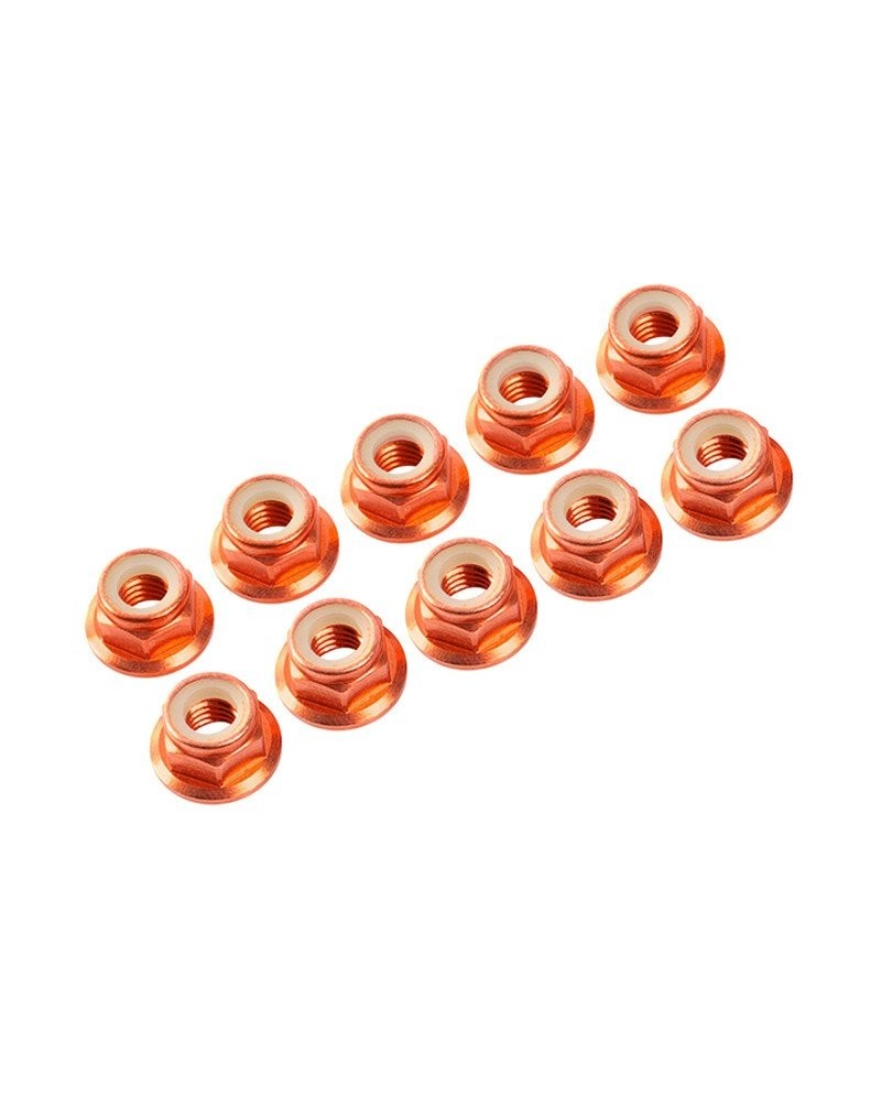 AUTOBLOCANTE ALU. M4 FLANGED NARANJA (10u.)