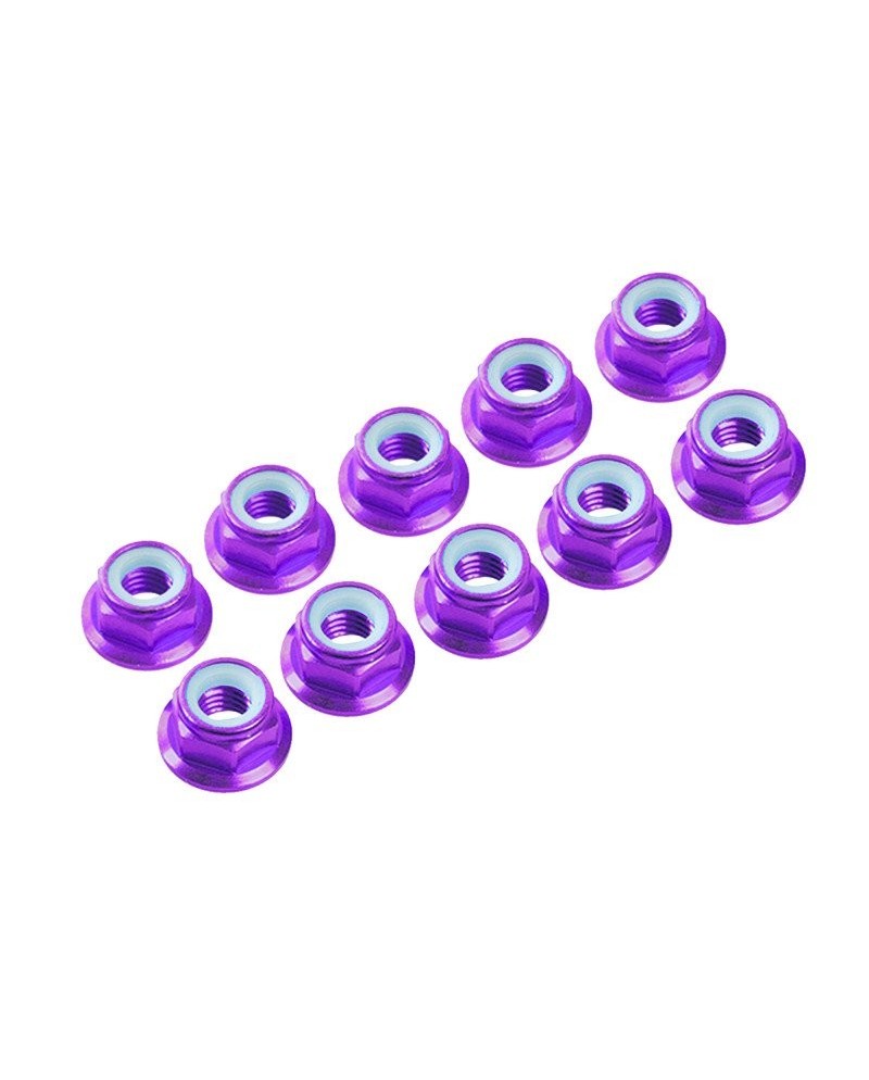 AUTOBLOCANTE ALU. M4 FLANGED PURPURA (10u.)