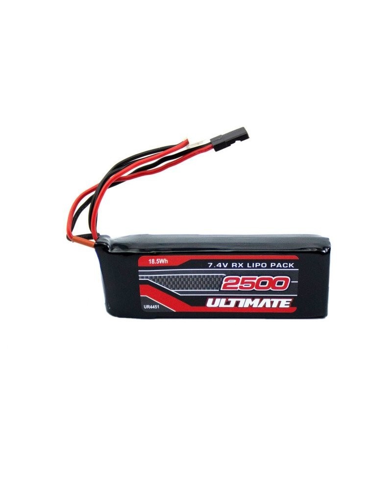 BATERÍA ULTIMATE LiPo RECEPTOR PLANA 7.4V. 2500mAh CONEXIÓN JR