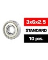 3x6x2.5mm KIT RODAMIENTOS "HS" TAPAS METALICAS (10u.)