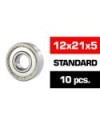 12x21x5mm KIT RODAMIENTOS "HS" TAPAS METALICAS (10u.)
