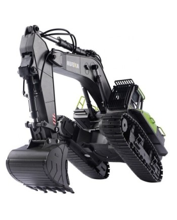 EXCAVADORA HUINA 1593 1/14 COLOR VERDE PALA METALICA 2,4GHZ.