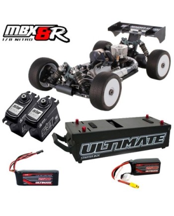 COMBO COCHE 1/8 OFF ROAD MBX8R + 2X SRT-9027 + BATERIA RECEPTOR UR4451 + COMBO CAJA ARRANCADORA UR4501C