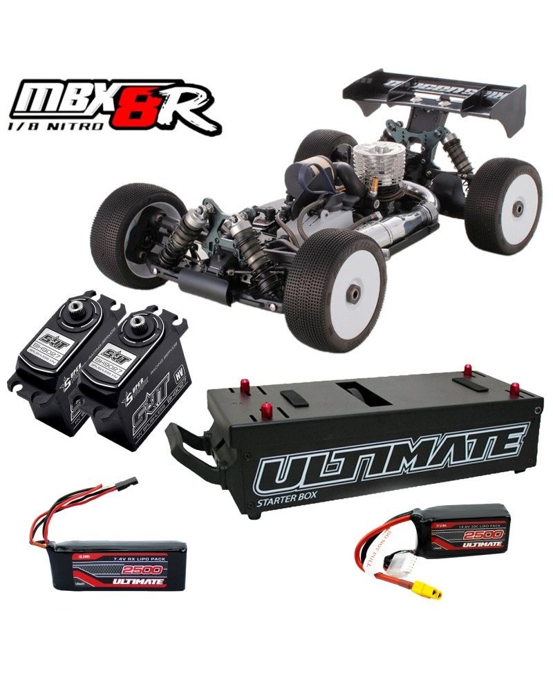 COMBO COCHE 1/8 OFF ROAD MBX8R + 2X SRT-9027 + BATERIA RECEPTOR UR4451 + COMBO CAJA ARRANCADORA UR4501C