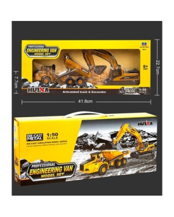 EXCAVADORA + BUMPER HUINA 1611 1/50 ESTATICA