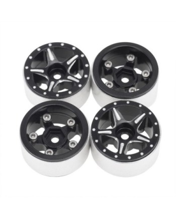 LLANTAS CNC AXIAL SCX24 ALUMINIO STARFISH-PRO BEADLOCK NEGRO (4u)