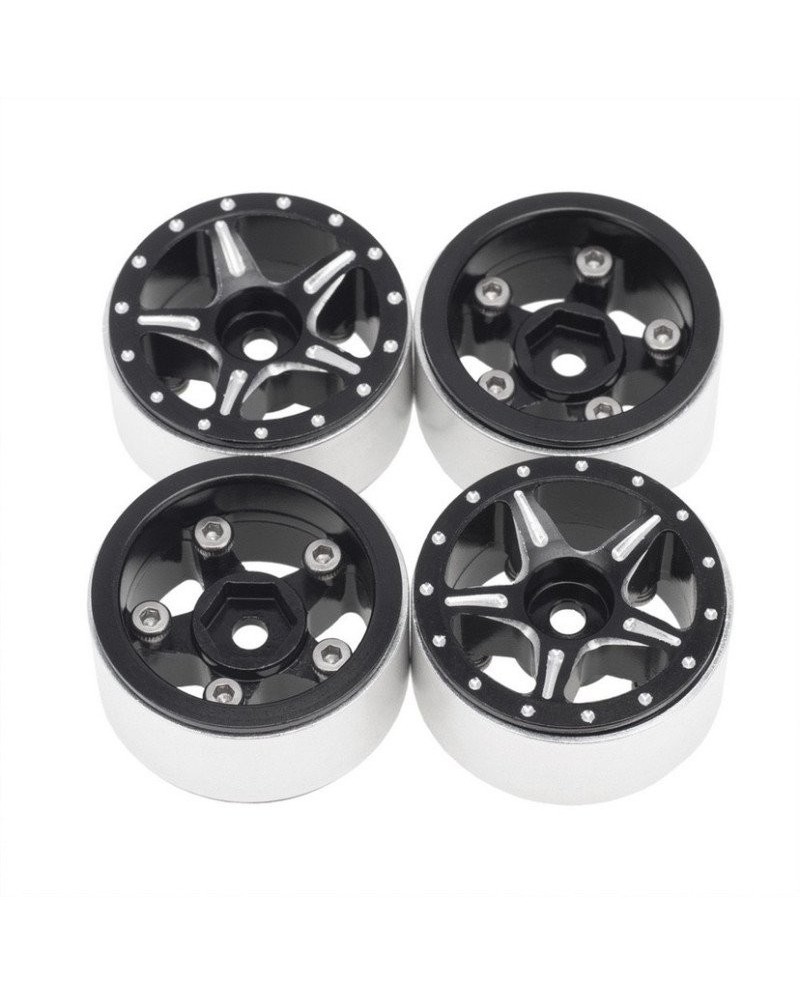 LLANTAS CNC AXIAL SCX24 ALUMINIO STARFISH-PRO BEADLOCK NEGRO (4u)