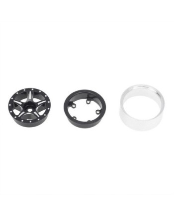 LLANTAS CNC AXIAL SCX24 ALUMINIO STARFISH-PRO BEADLOCK NEGRO (4u)