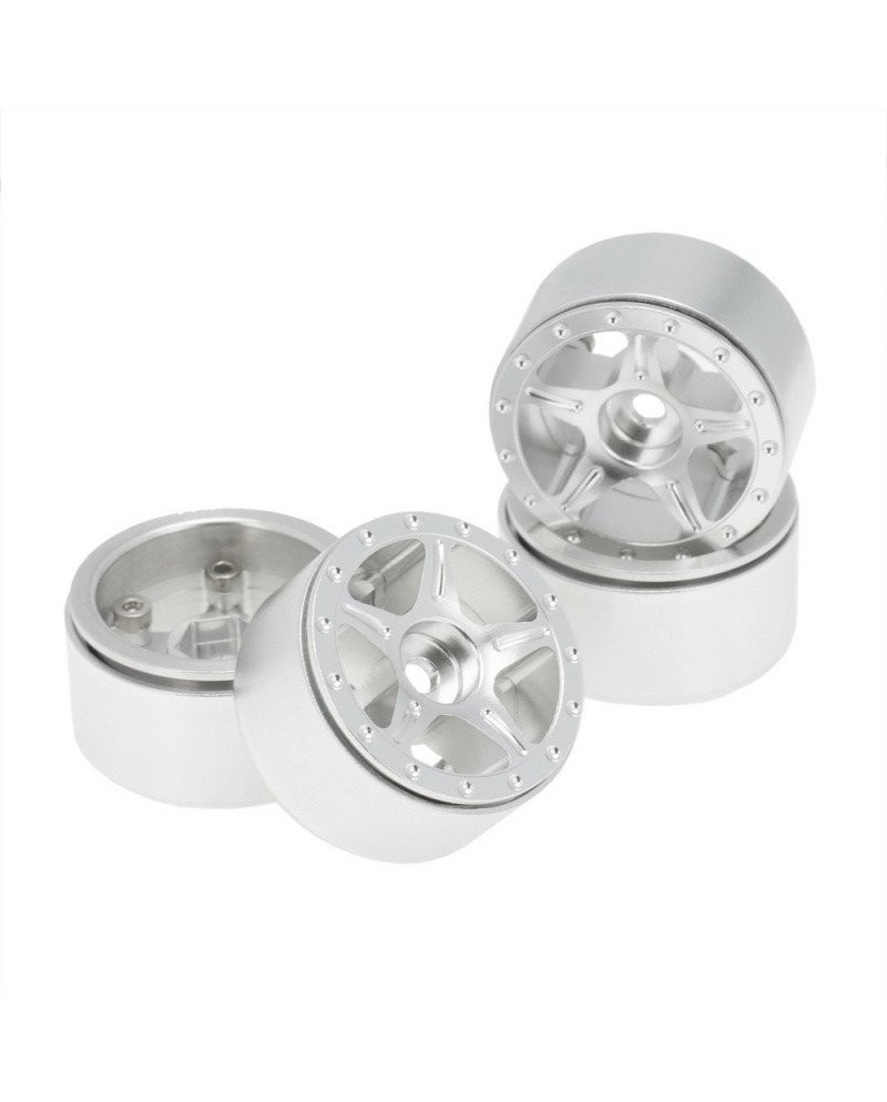 LLANTAS CNC AXIAL SCX24 ALUMINIO STARFISH-PRO BEADLOCK BLANCO (4u)