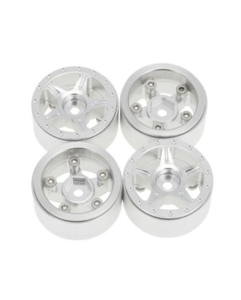 LLANTAS CNC AXIAL SCX24 ALUMINIO STARFISH-PRO BEADLOCK BLANCO (4u)