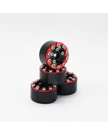 LLANTAS CNC AXIAL SCX24 TORNILLOS ALUMINIO-BEADLOCK ROJO (4u)