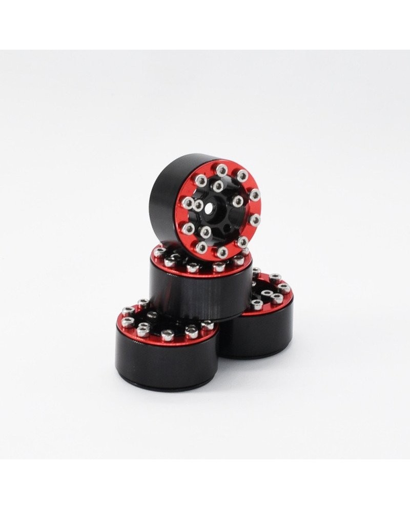 LLANTAS CNC AXIAL SCX24 TORNILLOS ALUMINIO-BEADLOCK ROJO (4u)