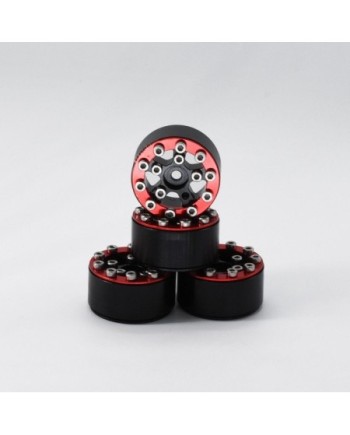 LLANTAS CNC AXIAL SCX24 TORNILLOS ALUMINIO-BEADLOCK ROJO (4u)