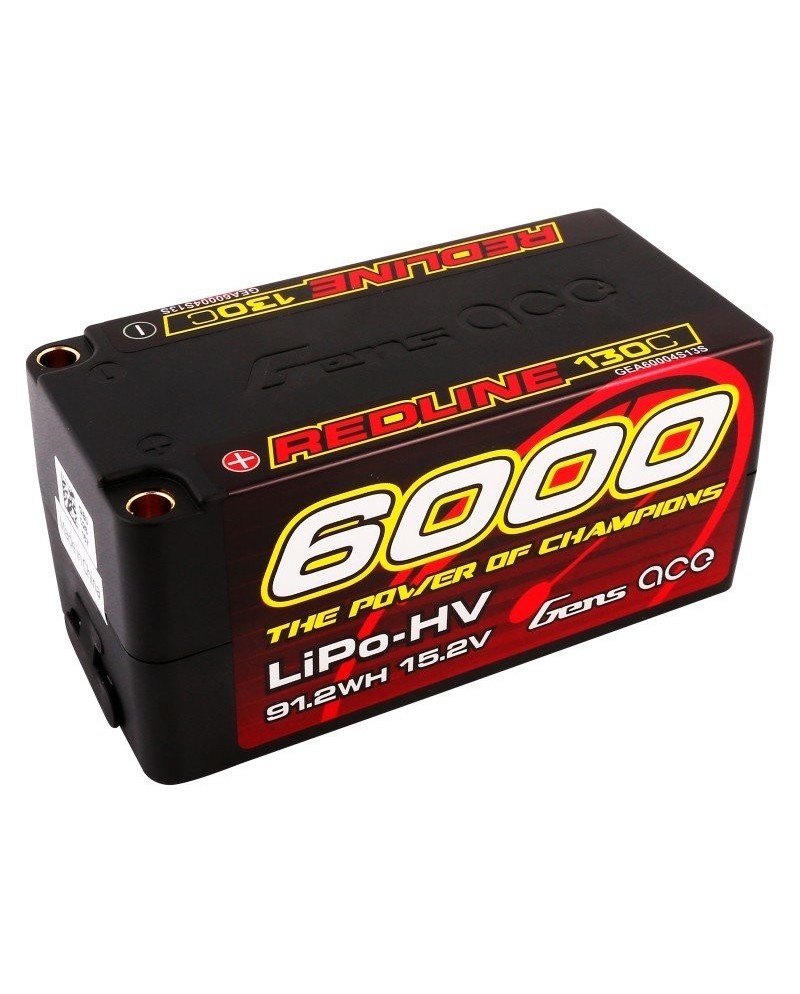 GENS ACE REDLINE SERIES 6000 mAh SHORTY 15,2V HV 130C 4S2P HC 5,0mm BANANA BULLET - GEA60004S13S
