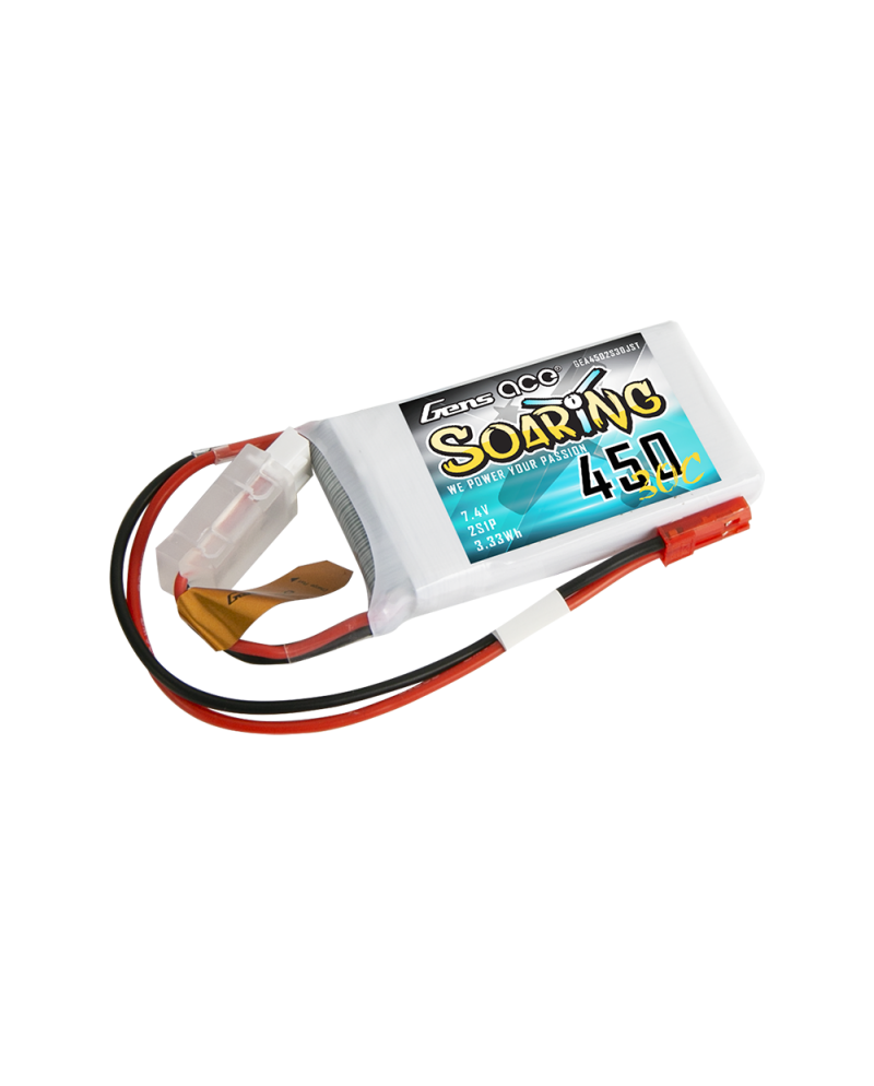 GENS ACE SOARING 450 mha 7.4V 30C 2S1P WITH JST-SYP - GEA4502S30JST