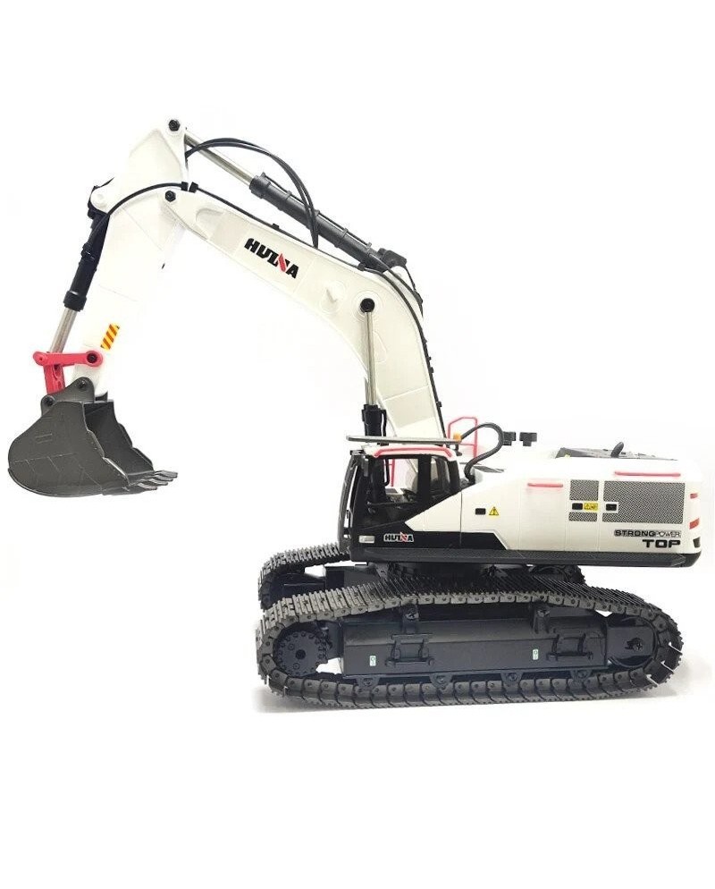 EXCAVADORA HUINA 1594 1/14 COLOR BLANCO METALICA 2,4GHZ.