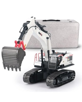 EXCAVADORA HUINA 1594 1/14 COLOR BLANCO METALICA 2,4GHZ.