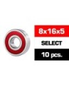 8x16x5mm KIT RODAMIENTOS SELECT "HS" TAPAS DE GOMA  (10u.)