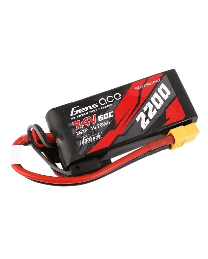 GENS ACE G-TECH 2200 mAh 7.4V 60C 2S1P WITH XT60-GEA222S60X6GT