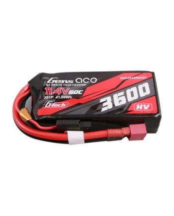 GENS ACE G-TECH 3600 mAh 11.4V 60C HV 3S1P WITH T-PLUG -GEA363S60DGT